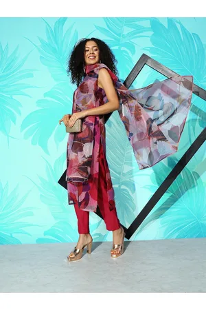 Inddus Women Printed Kurta with Trousers & Dupatta
