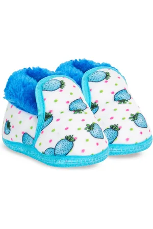 BAESD Infants Strawberry Printed Velvet Fur Anti Slip Booties
