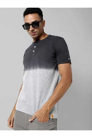 Campus Tie & Dye Henley Neck Cotton T-shirt