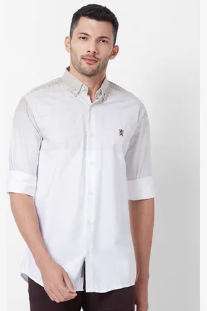 Giordano Slim Fit Horizontal Striped Button Down Collar Pure Cotton Casual Shirt