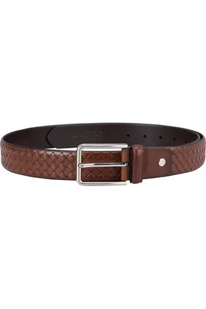 ROSSO BRUNELLO Men Slim Textured Leather Belt