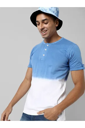 Campus Tie & Dye Henley Neck Cotton T-shirt