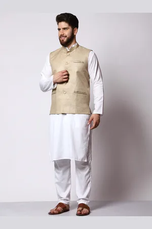 Mag Mandarin Collar Regular Kurta with Pyjamas & Nehru Jacket