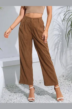LULU & SKY Women Straight Fit High-Rise Pleated Trousers