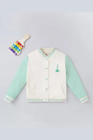 Ed-a-Mamma Girls Colourblocked Cotton Varsity Jacket