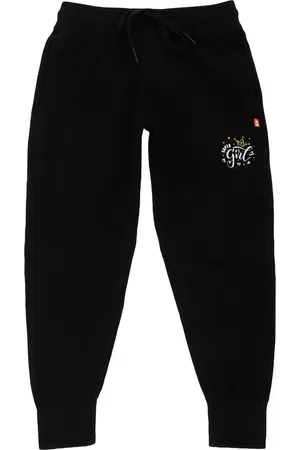 PROTEENS Girls Black Solid Cotton Joggers