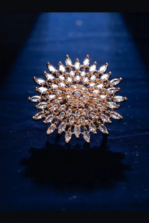 justpeachy Rose Gold-Plated American Diamond Studded Finger Ring