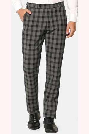 Tahvo Men Slim Fit Checked Mid-Rise Formal Trousers