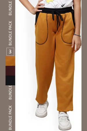 IndiWeaves Girls Pack Of 3 Mid-Rise Track Pants