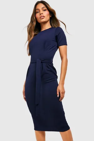 Boohoo Belted Sheath Midi Dress