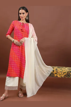 Ketch Ethnic Motifs Printed Sequinned Kurta With Palazzos & Dupatta