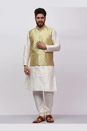 Mag Regular Dupion Silk Kurta & Churidar With Waistcoat