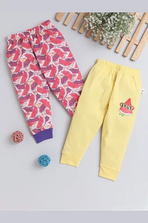BUMZEE Girls Pack Of 2 Conversational Printed Cotton Joggers