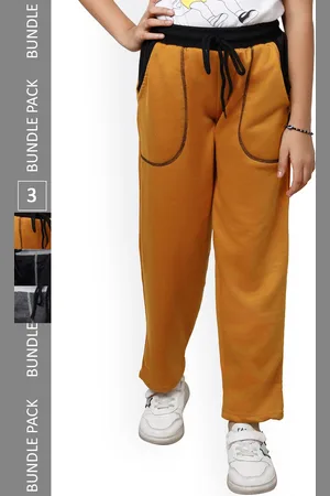 IndiWeaves Girls Pack Of 3 Mid-Rise Regular Fit Fleece Track Pants