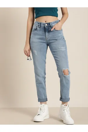 HERE&NOW Women Slim Fit Mildly Distressed Heavy Fade Stretchable Jeans