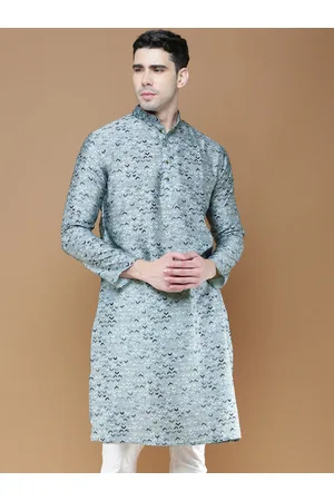 Sanwara Geometric Printed Mandarin Collar Cotton Straight Kurta