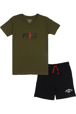 Masculino Latino Boys Typography Printed Round Neck Pure Cotton Clothing Set