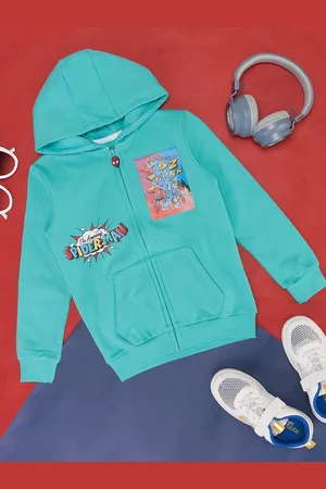 Pantaloons Boys Graphic Printed Hooded Cotton Pullover Sweatshirt