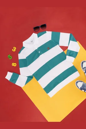 Pantaloons Boys Striped Polo Collar Pure Cotton T-shirt