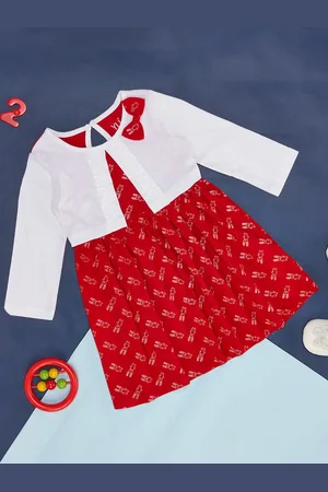Pantaloons Girls Conversational Printed A-Line Pure Cotton Dress