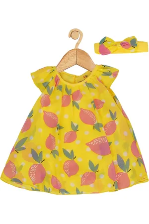 Creative Infant Girls Conversational Printed A-Line Dress With Attached Bodysuit