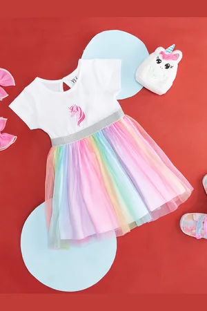 Pantaloons Girls Colourblocked Pure Cotton Fit & Flare Dress