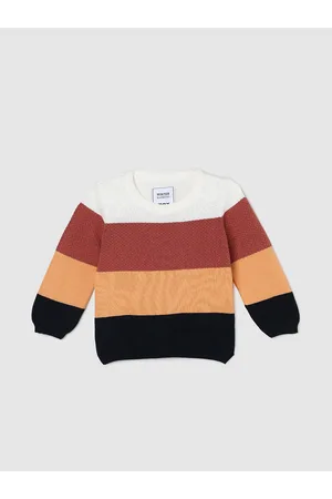 Max Collection Girls Colourblocked Ribbed Pure Cotton Pullover