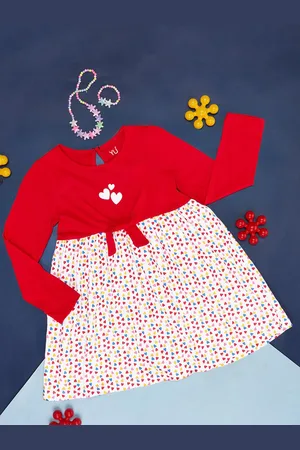 Pantaloons Girls Conversational Printed Cotton Fit & Flare Dress