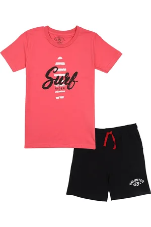 Masculino Latino Boys Typography Printed Round Neck Pure Cotton Clothing Set