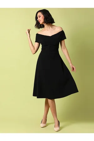 Campus Off-Shoulder Gathered Fit & Flare Dress