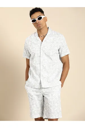 Sangria Men Printed Cotton Shirt with Shorts