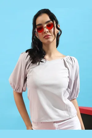 Campus V-Neck Puff Sleeves Top
