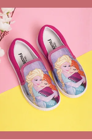Kidsville Girls Frozen Printed Textile Contrast Sole Slip-On Sneakers