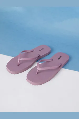 Max Collection Women Purple Rubber Thong Flip-Flops