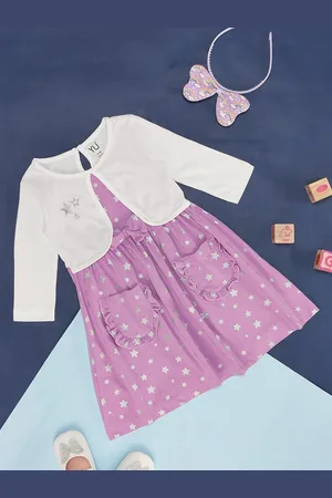 Pantaloons Girls Conversational Printed Ruffles Cotton A-Line Dress