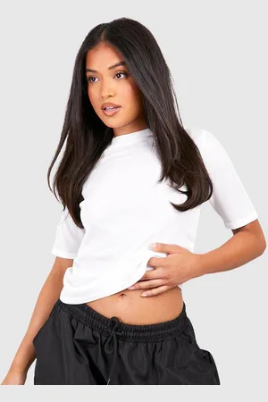 Boohoo Petite Ribbed Basic T Shirt