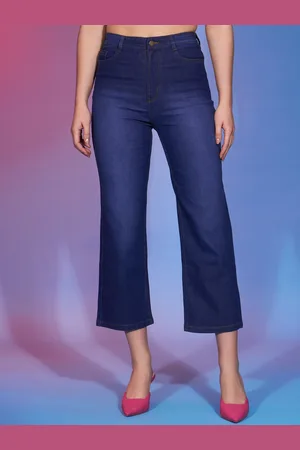 BAESD Women Blue Clean Look Flared High-Rise Light Fade Stretchable Jeans