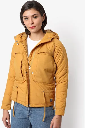 Campus Yellow Windcheater Outdoor Padded Hooded Jacket