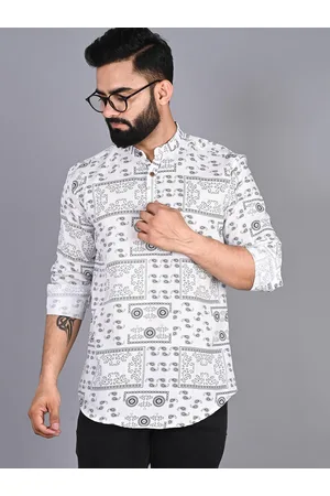 FUBAR Ethnic Motifs Printed Mandarin Collar Kurta