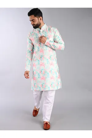 FUBAR Abstract Printed Band Collar Straight Kurta