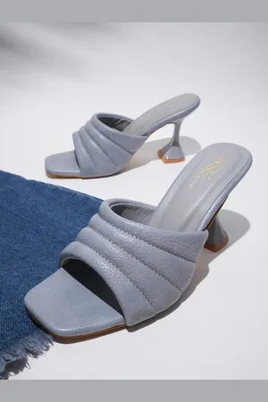 THE WHITE POLE Textured Open Toe Block Heels
