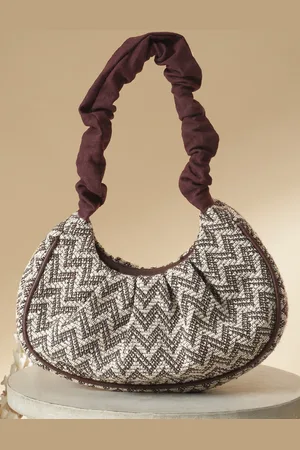 DEEBACO Brown Shopper Handheld Bag with Quilted