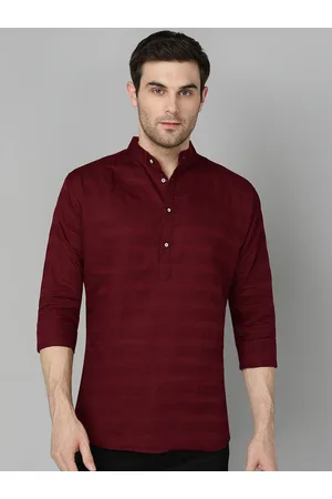 FUBAR Regular Fit Striped Printed Band Collar Long Sleeve Shirt