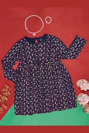 Pantaloons Girls Floral Printed Pure Cotton Fit & Flare Dress