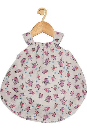 Creative Infant Girls Floral Printed Balloon Dress With Attached Bodysuit