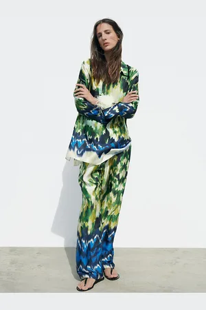 LULU & SKY Women Abstract Printed Straight Fit High-Rise Trousers