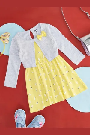 Pantaloons Girls Conversational Printed Flared Pure Cotton Fit and Flare Dress