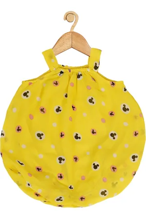 Creative Infants Girls Mickey Mouse Printed Shoulder Straps Sleeveless Balloon Dress
