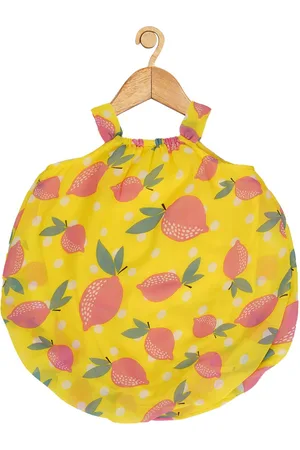 Creative Infant Girls Conversational Printed Balloon Dress With Attached Bodysuit