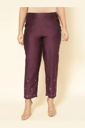 Fabindia Women Embroidered Cotton Silk Regular Trousers